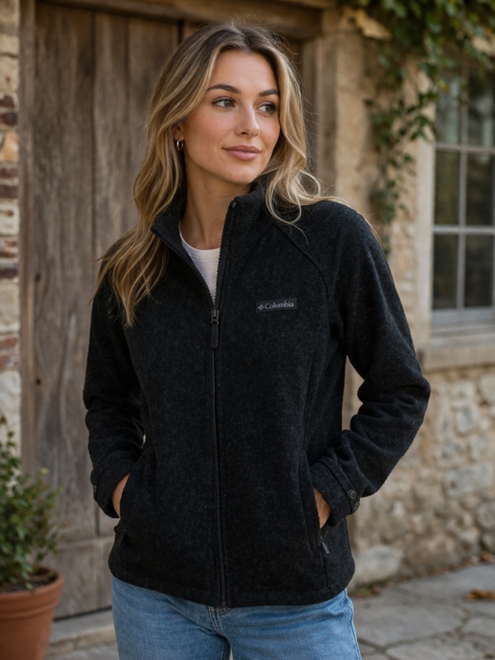 Columbia Women’s Dark Grey Wool Blend Zip Up Jacket Size Small